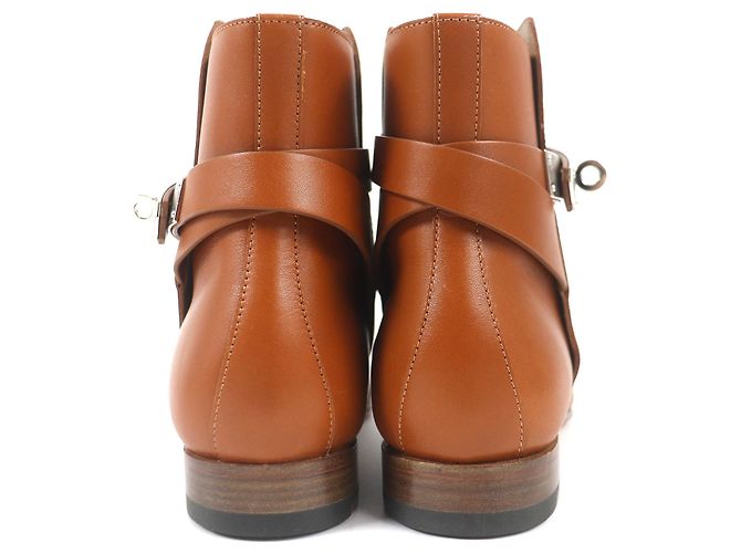 Hermès Botas curtas de couro com fivela Hermes Kelly 37 - vista 6