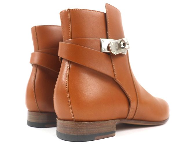 Hermès Botas curtas de couro com fivela Hermes Kelly 37 - vista 7