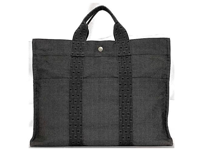 Hermès Hermes graue Canvas-Tasche Braun - Ansicht 4