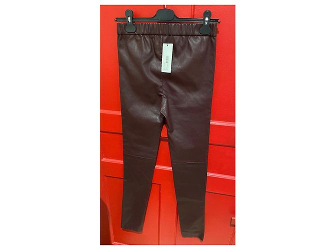 Leggings de cuero Sonia Rykiel burdeos - vista 2
