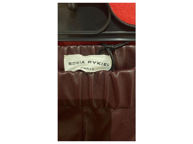 Leggings de cuero Sonia Rykiel burdeos - vista 3