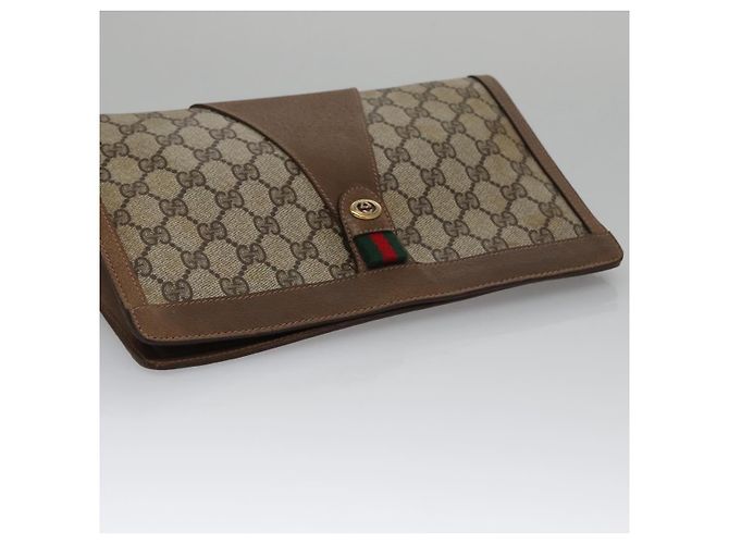 GUCCI GG Supreme Web Sherry Line Clutch Bag PVC Beige Rosso 89 01 033 Auth ep6982 - vista 6