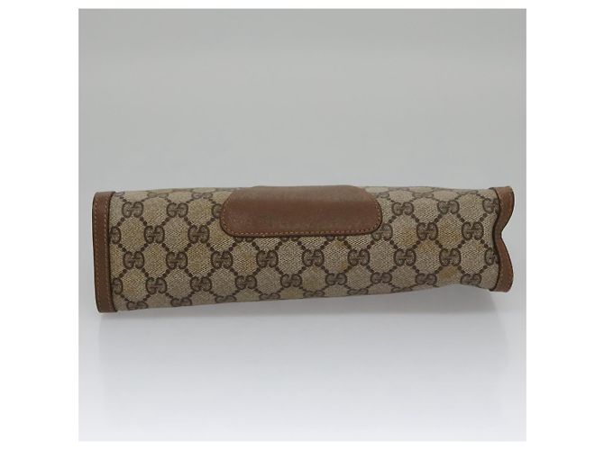 GUCCI GG Supreme Web Sherry Line Clutch Bag PVC Beige Rosso 89 01 033 Auth ep6982 - vista 7