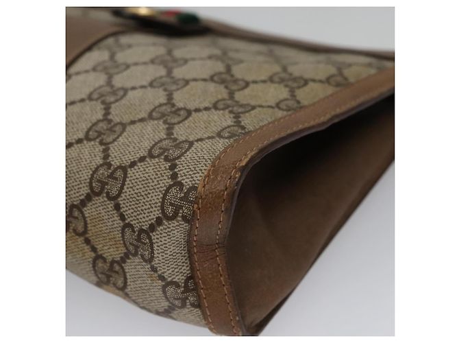 GUCCI GG Supreme Web Sherry Line Clutch Bag PVC Beige Rosso 89 01 033 Auth ep6982 - vista 8