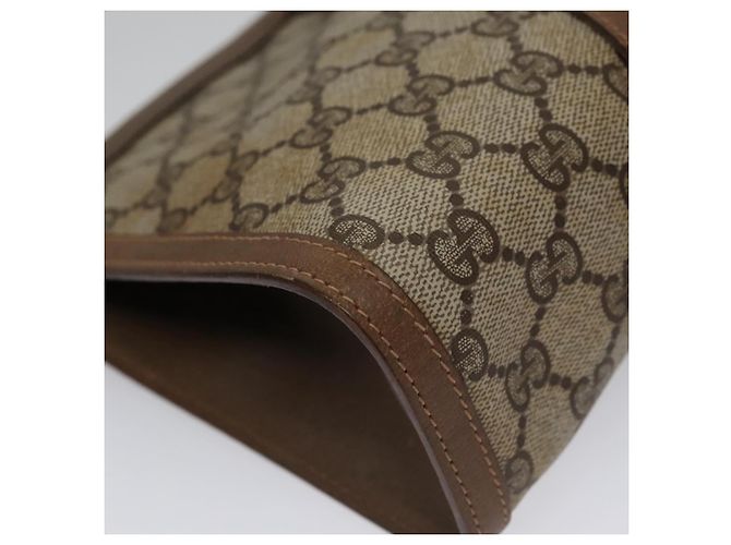 GUCCI GG Supreme Web Sherry Line Clutch Bag PVC Beige Rosso 89 01 033 Auth ep6982 - vista 9