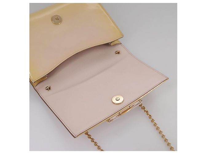 Borsa a spalla a catena Salvatore Ferragamo Smalto Giallo Auth hk1961 - vista 10