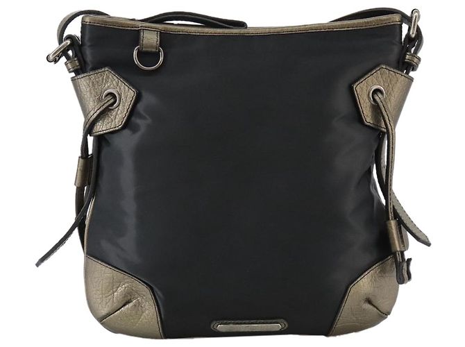 Borsa a Spalla BURBERRY in Nylon e Pelle Nera Auth ti2478 Nero - vista 13