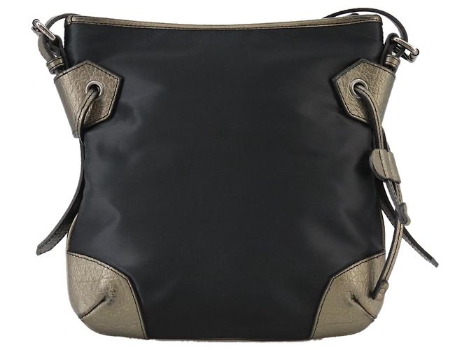 Borsa a Spalla BURBERRY in Nylon e Pelle Nera Auth ti2478 Nero - vista 2