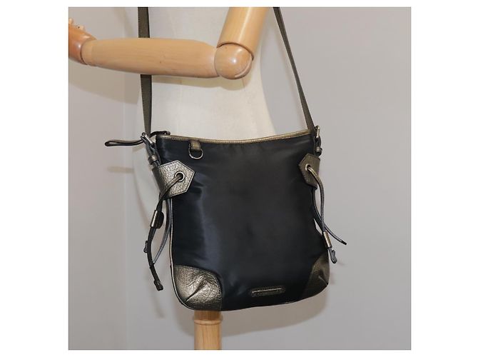 Borsa a Spalla BURBERRY in Nylon e Pelle Nera Auth ti2478 Nero - vista 22