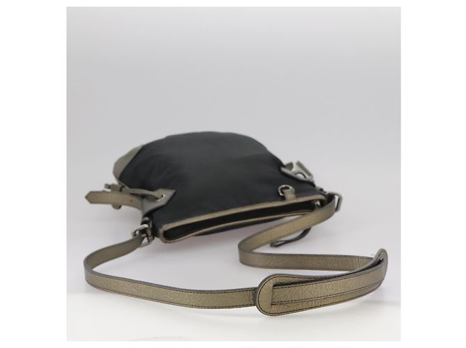 Borsa a Spalla BURBERRY in Nylon e Pelle Nera Auth ti2478 Nero - vista 7