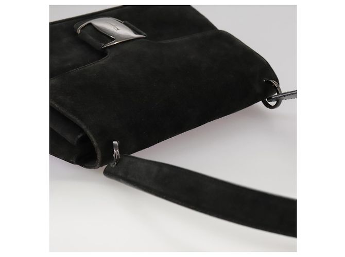 Bolsa de ombro Salvatore Ferragamo em camurça preta Auth hk1963 Preto - vista 6