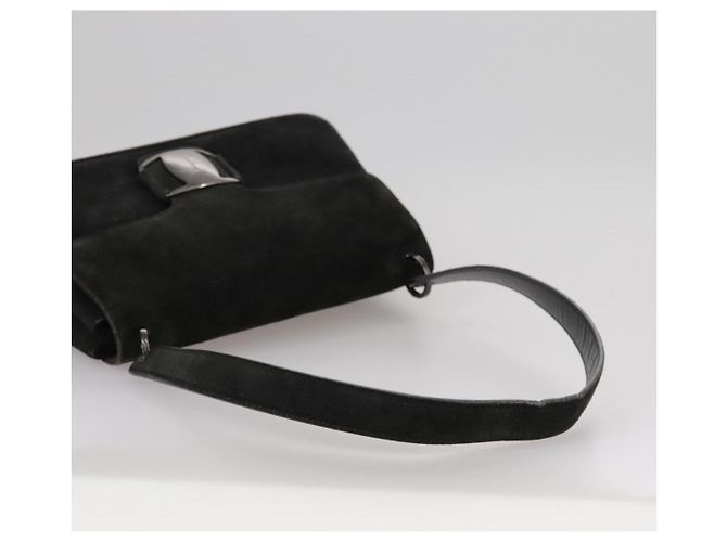 Bolsa de ombro Salvatore Ferragamo em camurça preta Auth hk1963 Preto - vista 7