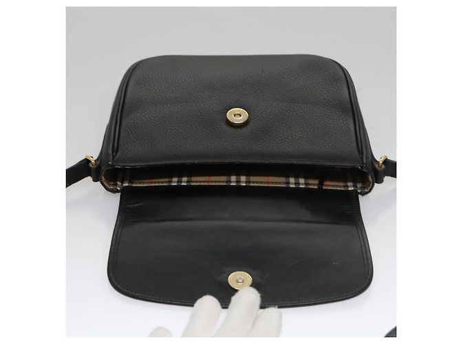 Autre Marque Borsa a spalla Burberrys in pelle nera Auth ep6980 Nero - vista 11