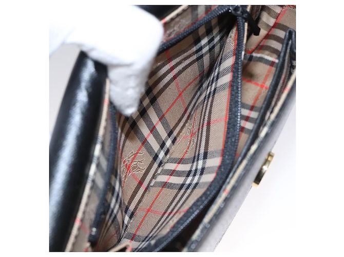 Autre Marque Borsa a spalla Burberrys in pelle nera Auth ep6980 Nero - vista 19