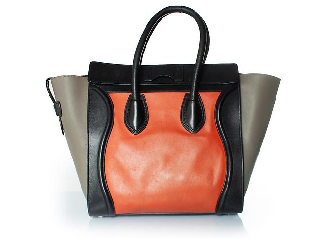 Luggage Céline Celine, Reisetasche aus dreifarbigen Leder Schwarz Orange - Ansicht 4