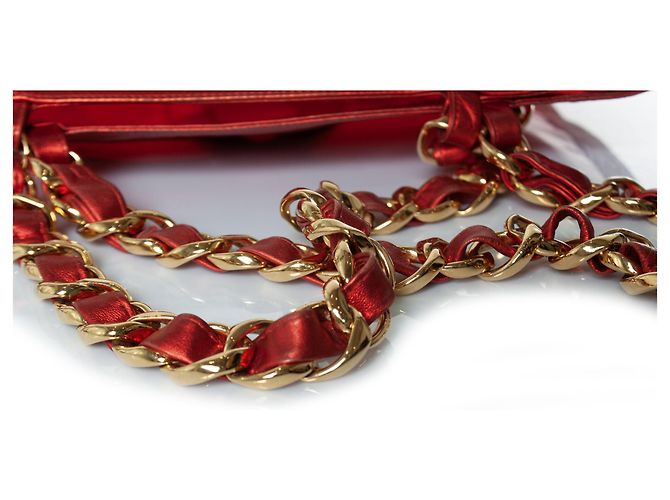 Chanel, borsa tote in plexiglass metallico Barbie con CC 1995 Rosso D'oro - vista 9