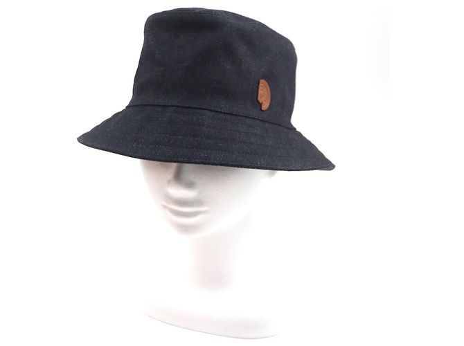 Hermès HERMES Fred Crews Carrousel Cappello bucket in cotone e pelle Blu - vista 3