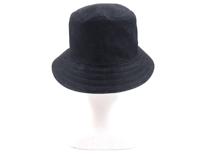 Hermès HERMES Fred Crews Carrousel Cappello bucket in cotone e pelle Blu - vista 5