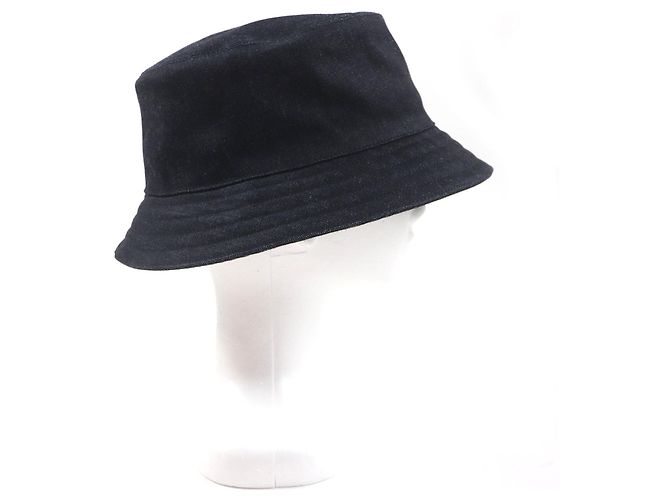 Hermès HERMES Fred Crews Carrousel Cappello bucket in cotone e pelle Blu - vista 6