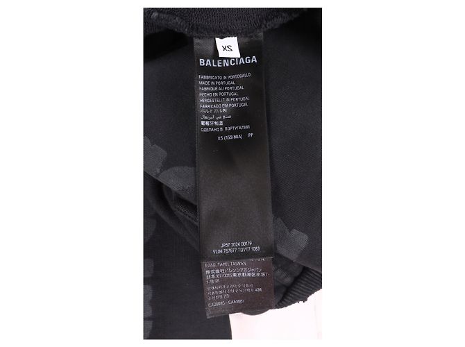 Everyday Hoodie Distressed Stencil 3B Balenciaga in Cotone Nero - vista 10