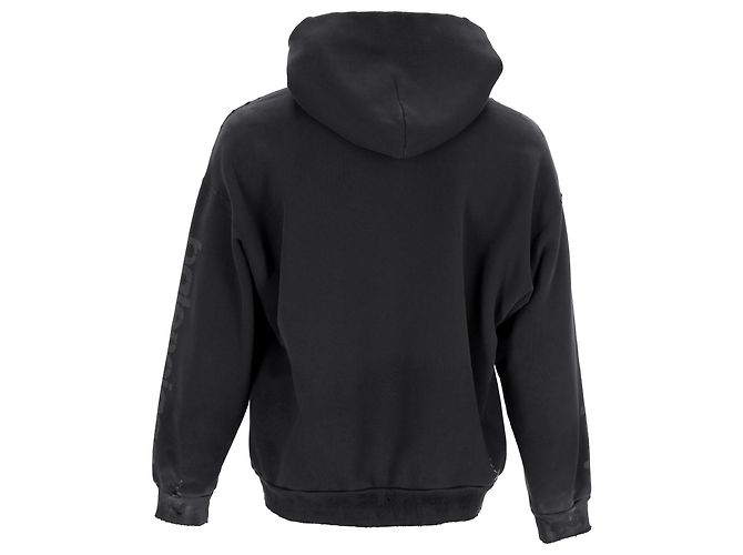 Everyday Hoodie Distressed Stencil 3B Balenciaga in Cotone Nero - vista 8