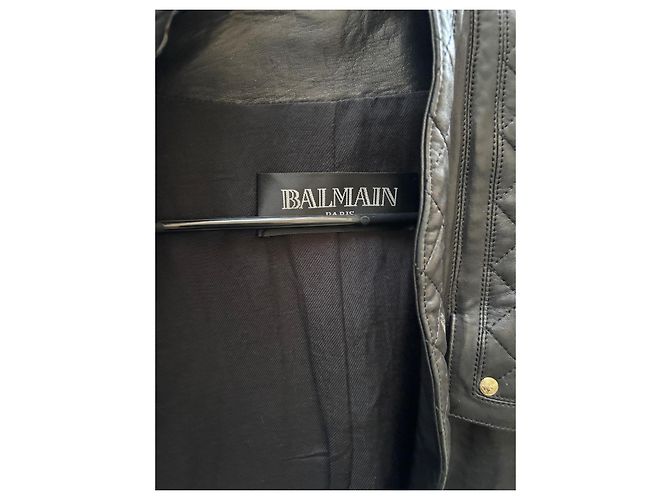 Camicia Balmain nera in viscosa e pelle di agnello taglia 36 Nero - vista 7