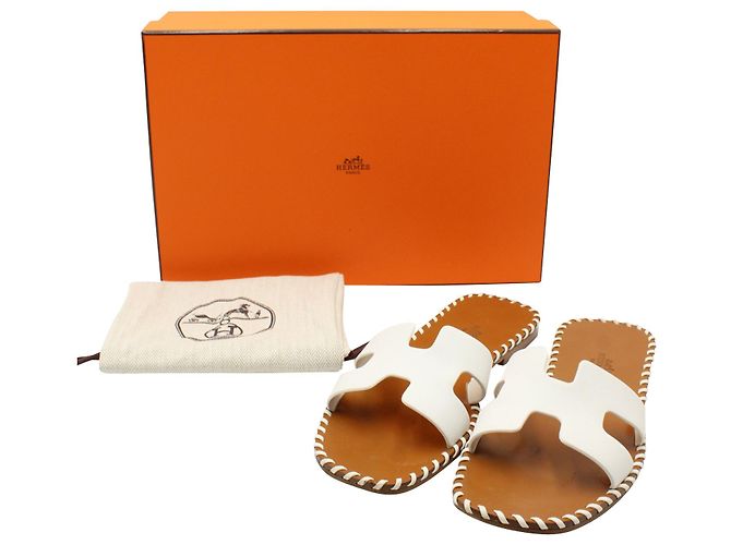 Hermès Sandali Hermes Oran in pelle bianca Bianco - vista 2