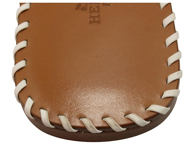 Hermès Sandali Hermes Oran in pelle bianca Bianco - vista 9