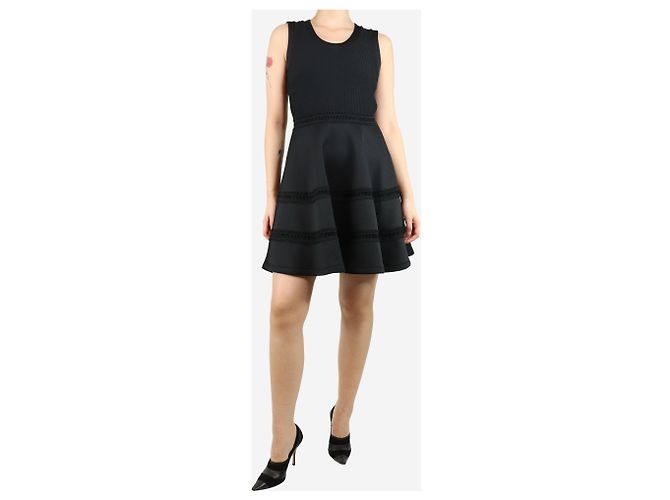 Carven Schwarzes ärmelloses Ripp-Midi-Kleid - Größe M - Ansicht 3
