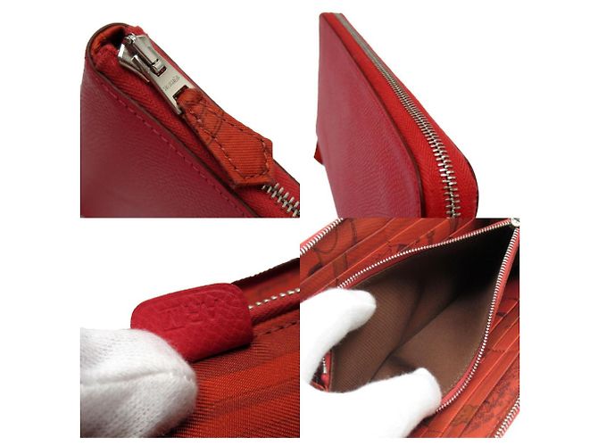 Silk In Hermès Rotes Leder Langgeldbörse von Hermes - Ansicht 4