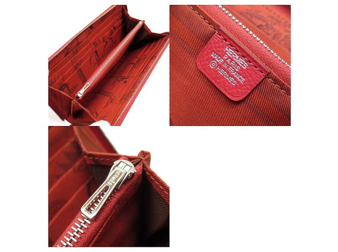 Silk In Hermès Rotes Leder Langgeldbörse von Hermes - Ansicht 5