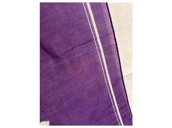 Foulard Yves Saint Laurent in cotone bianco e viola con colombe Porpora - vista 10