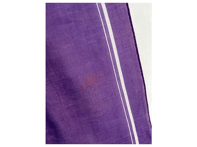 Foulard Yves Saint Laurent in cotone bianco e viola con colombe Porpora - vista 13