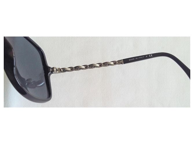 Gafas de sol CHANEL de gran tamaño en excelente estado - con accesorios Negro Gris - vista 9