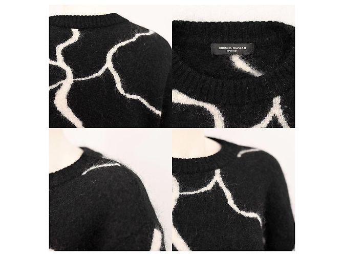 Chunky-Strickpullover mit abstraktem Muster aus Mohair im lässigen Schnitt von Bruuns Bazaar Schwarz Weiß - Ansicht 10