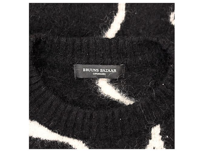 Chunky-Strickpullover mit abstraktem Muster aus Mohair im lässigen Schnitt von Bruuns Bazaar Schwarz Weiß - Ansicht 11