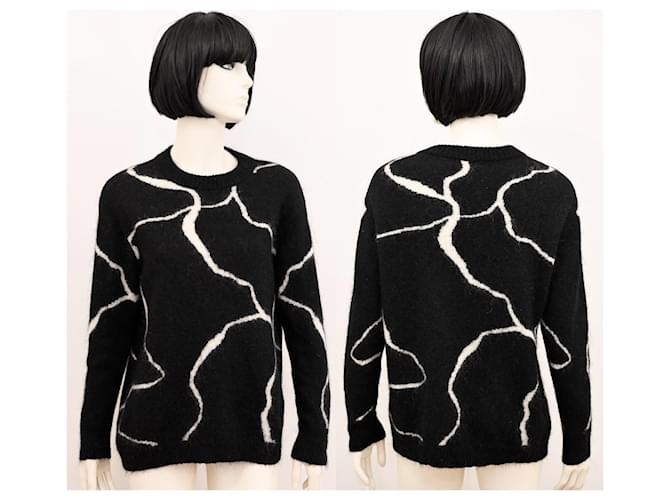 Chunky-Strickpullover mit abstraktem Muster aus Mohair im lässigen Schnitt von Bruuns Bazaar Schwarz Weiß - Ansicht 2