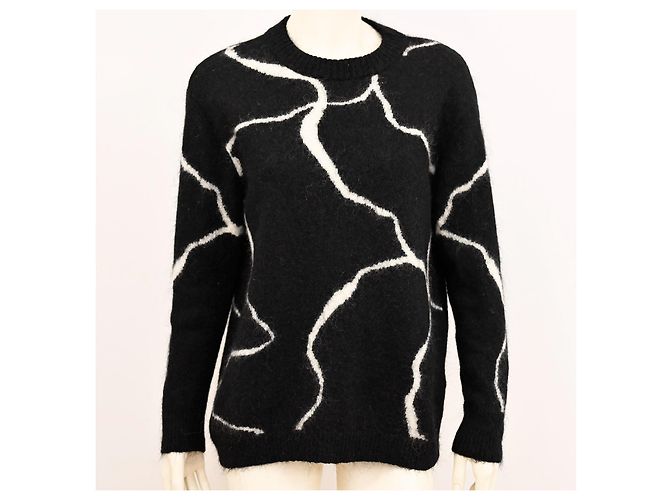 Chunky-Strickpullover mit abstraktem Muster aus Mohair im lässigen Schnitt von Bruuns Bazaar Schwarz Weiß - Ansicht 6