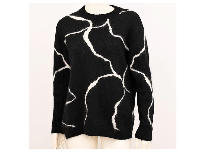 Chunky-Strickpullover mit abstraktem Muster aus Mohair im lässigen Schnitt von Bruuns Bazaar Schwarz Weiß - Ansicht 8