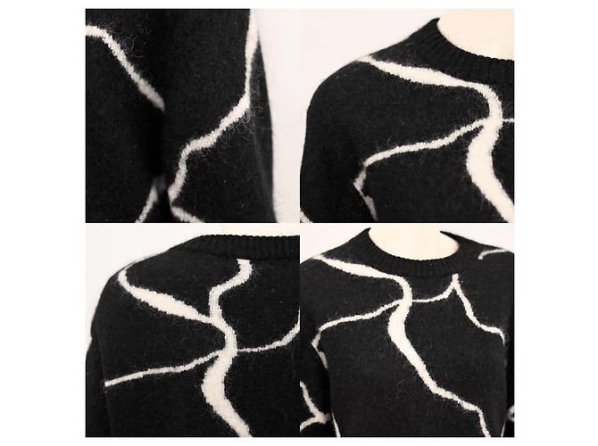 Chunky-Strickpullover mit abstraktem Muster aus Mohair im lässigen Schnitt von Bruuns Bazaar Schwarz Weiß - Ansicht 9