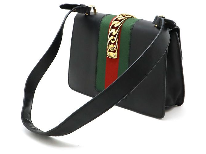 Borsa a spalla in pelle Gucci Sylvie Nero - vista 2
