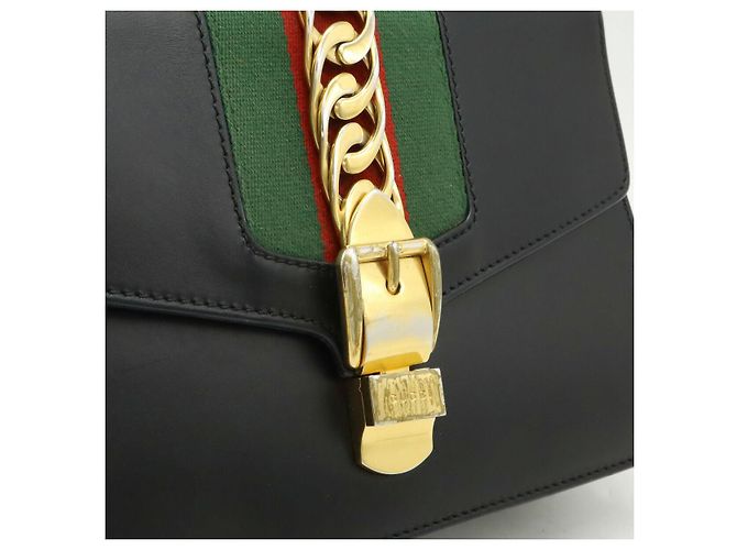 Borsa a spalla in pelle Gucci Sylvie Nero - vista 8