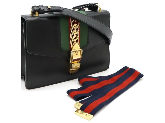 Borsa a spalla in pelle Gucci Sylvie Nero - vista 9