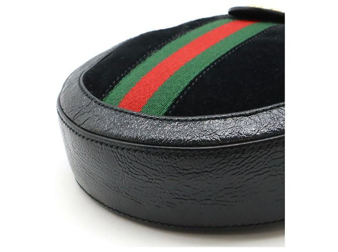 Bolso de hombro Gucci Ophidia GG Marmont de ante y piel patentada Negro - vista 3