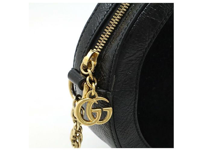 Bolso de hombro Gucci Ophidia GG Marmont de ante y piel patentada Negro - vista 4