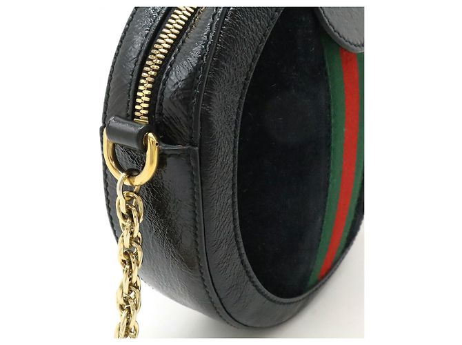 Bolso de hombro Gucci Ophidia GG Marmont de ante y piel patentada Negro - vista 6
