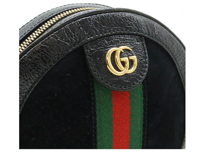 Bolso de hombro Gucci Ophidia GG Marmont de ante y piel patentada Negro - vista 8