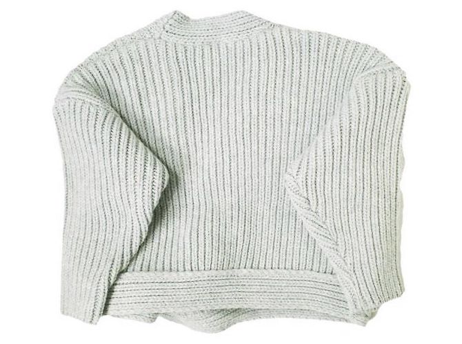 Autre Marque Baserange MEA WRAP Strickjacke aus recycelter Wolle Grau - Ansicht 2