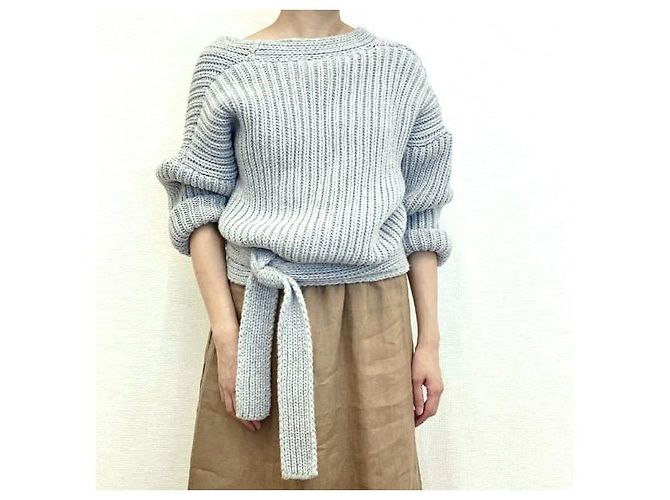 Autre Marque Baserange MEA WRAP Strickjacke aus recycelter Wolle Grau - Ansicht 4