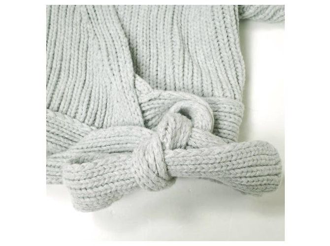 Autre Marque Baserange MEA WRAP Strickjacke aus recycelter Wolle Grau - Ansicht 8